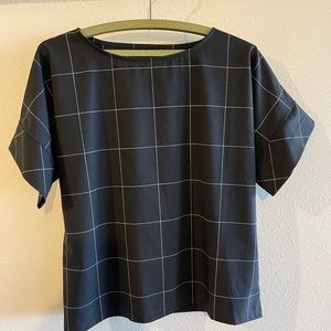 Albion Boss Crop Tee in Black Windowpane L